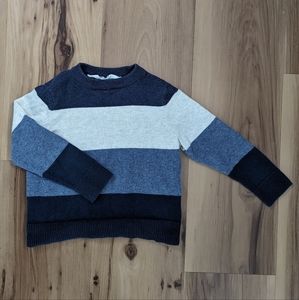 H&M Kids Size 2T Blue Navy Cream Striped Knit Crewneck Lightweight Sweater